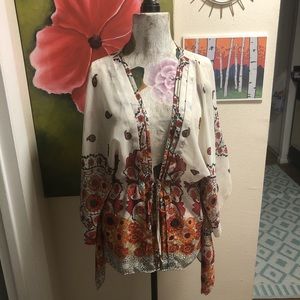 Floral tie up kimono